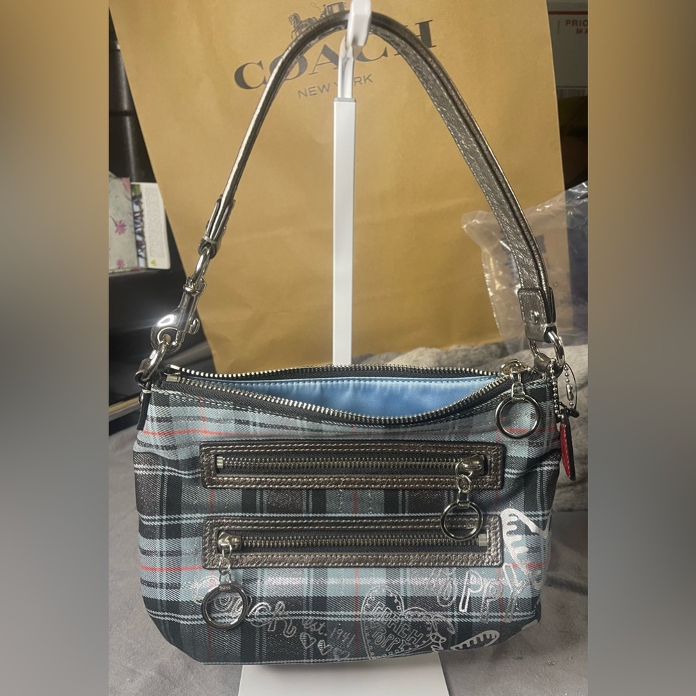 Coach Poppy Tartan Plaid Handbag - Gem